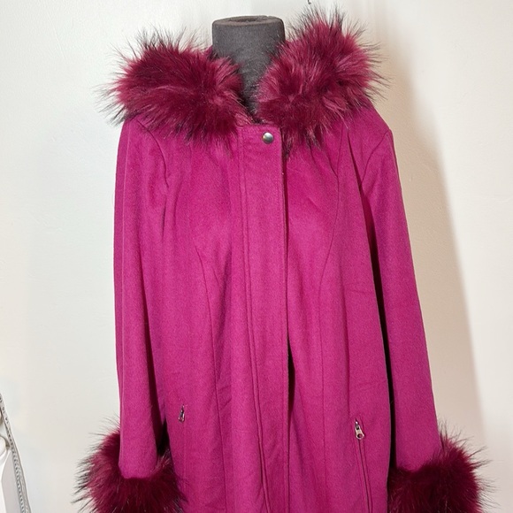 Jessica London Jacket Faux Fur Wool - Picture 2 of 8